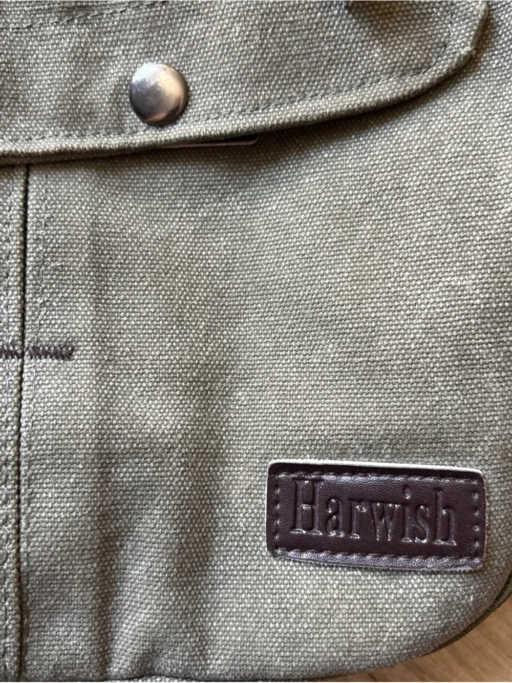 Harwish Olive Green Canvas Crossbody Bag for Men and women